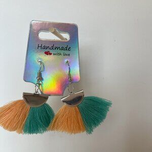 Peach & Teal Fan Earrings